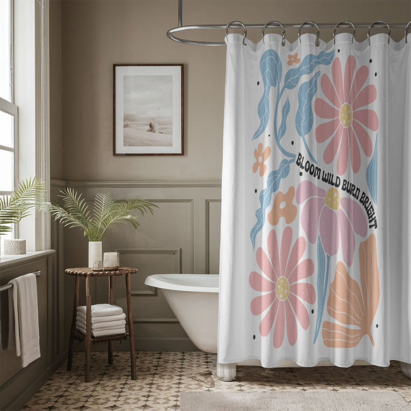 Ariaunna Floral Shower Curtain, H 74 po x l 71 po