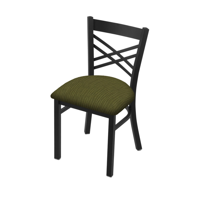 Catalina 18'' H Upholstered Metal Side Chair, Black Wrinkle, Fabric-Graph Parrot