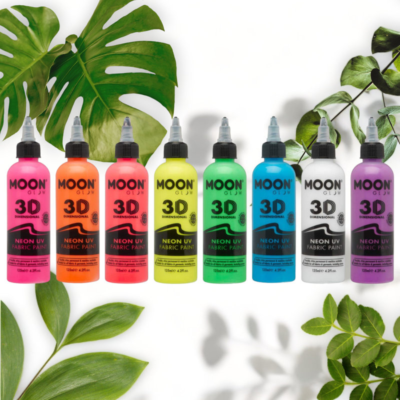 NeonGlow 3D Fabric Paint Set 8 Colors UV Reactive