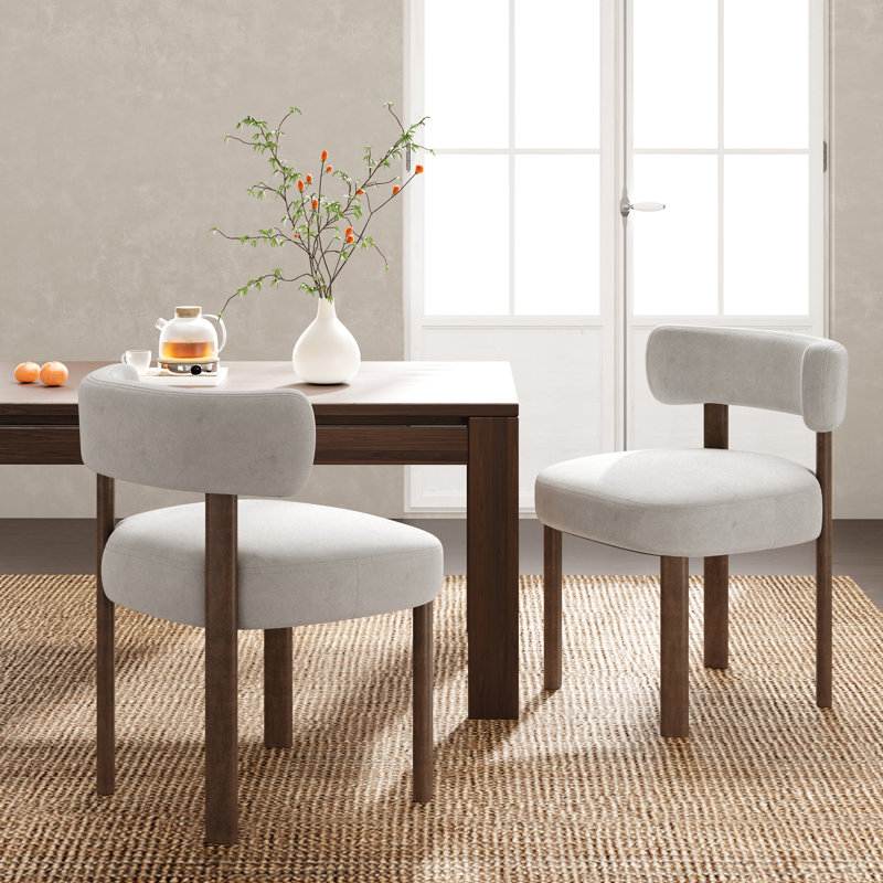 Chaise d'appoint rembourrée en bois massif, Beige