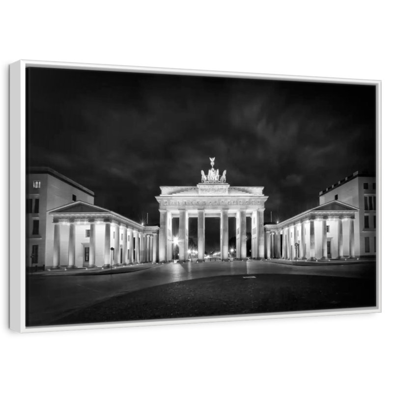 Porte de Brandebourg à Berlin, Cadre flottant blanc, 13 po x 9 po
