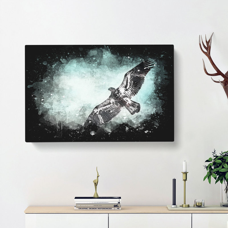 Eagle Bird In The Clouds - Wrapped Canvas, 60cm H x 91cm W x 3cm D