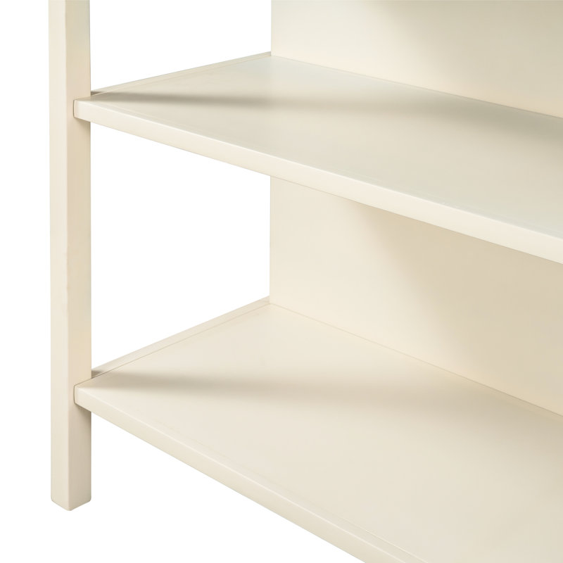 Îlot de cuisine en bois massif 45 po x 27 po - Noyer et blanc crème 2 tablettes ouvertes pour petits appartements rustiques avec plateau de table