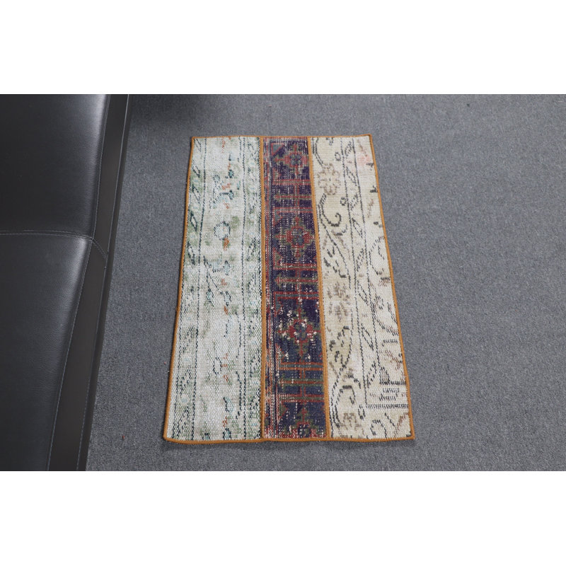 Small Vintage Inspired Turkish Patchwork Rug Perfect For Adding A Pop Of Color In Your Living Room