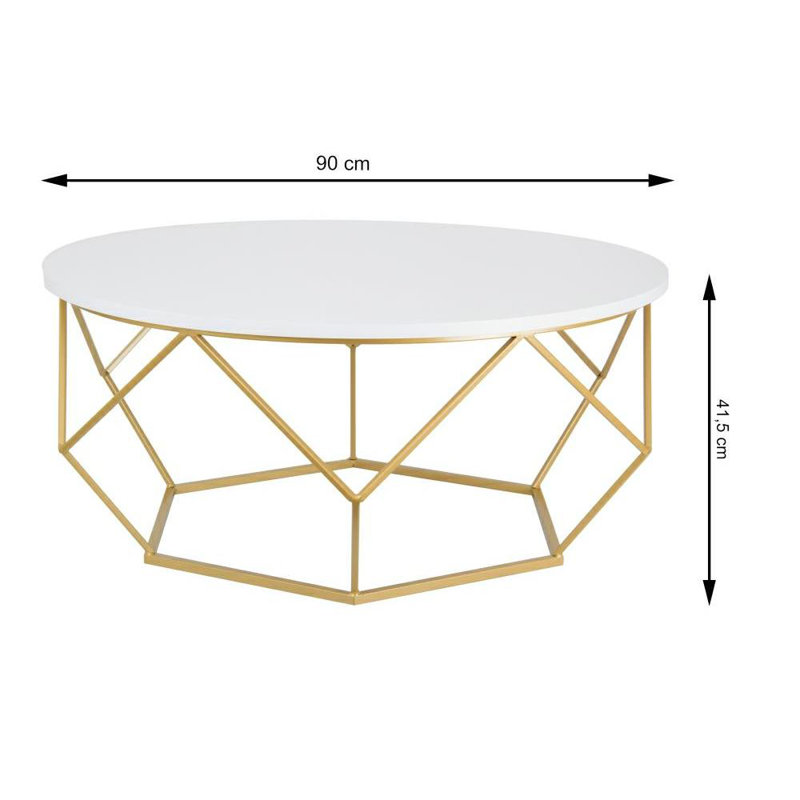 Frame Coffee Table, Gold, White