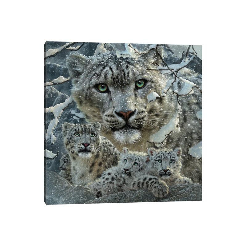 «Snow Leopard Collage» par Collin Bogle - impression, H 12 po x l 12 po x P 0,75 po