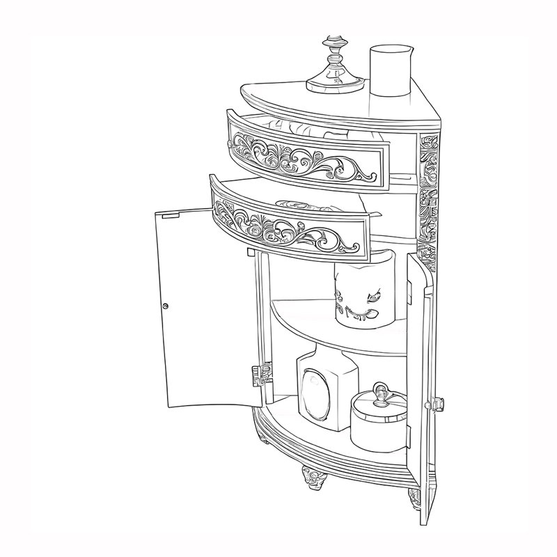 American style multi-functional corner cabinet, Blue