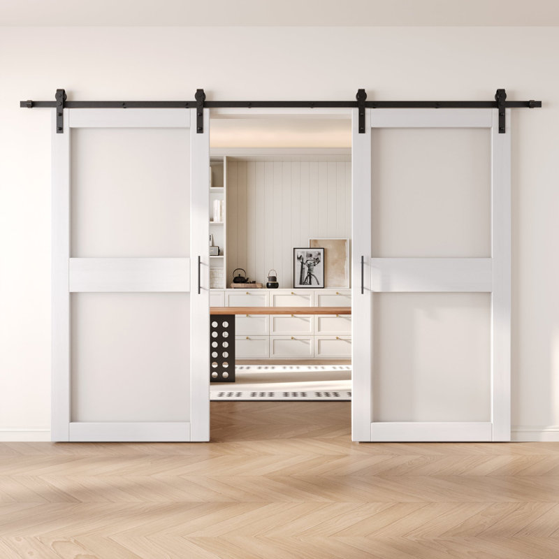 Portes de grange non assemblées et finies en verre à 2 verres de 32 po x 84 po Homquer, 32 po x 84 po