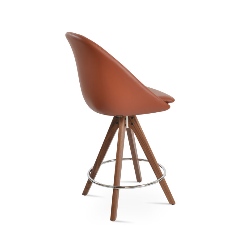 Tabouret de bar et de comptoir pivotant en laine Avanos, Laine argentée, Tabouret de bar (siège d'une hauteur de 28,7 po)