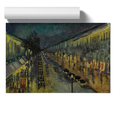 Boulevard Montmartre At Night by Camille Pissarro - No Frame Painting