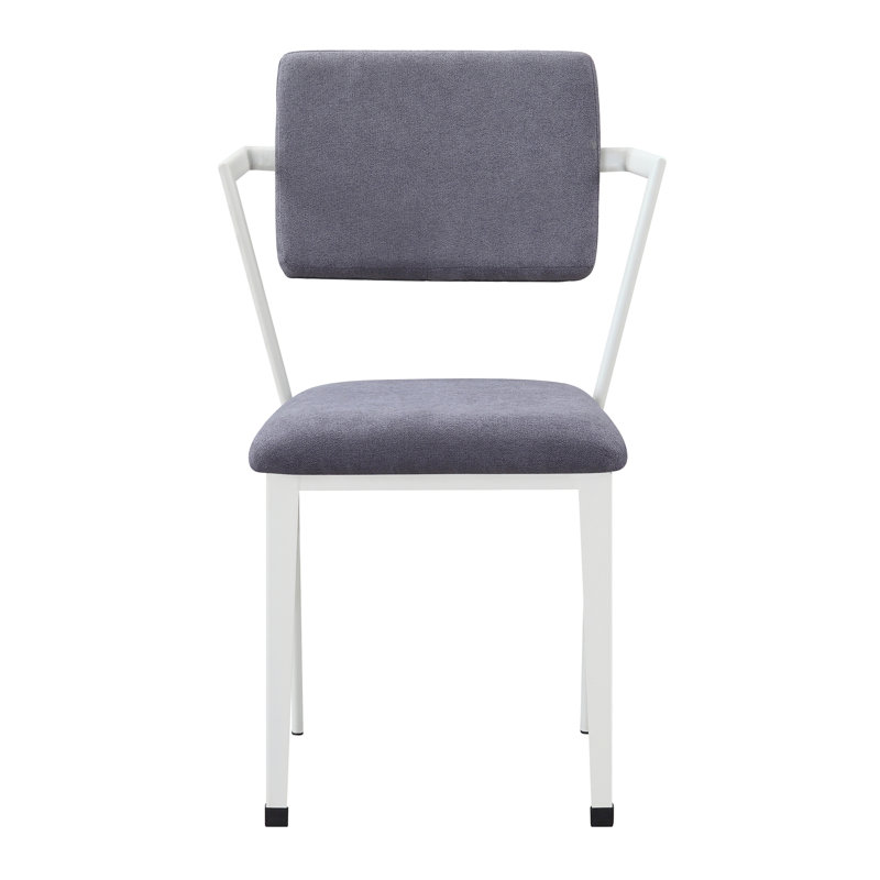 Chaise de bureau rembourrée grise et blanche