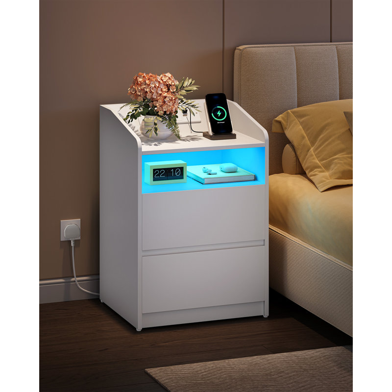 Particle Board Bedside Table, White