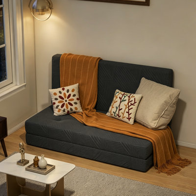 Matelas de sol en mousse à mémoire de forme pliable en trois - Housse mi-ferme, amovible, lavable, tissu en soie glacée rafraîchissante avec graphène, matelas de voyage portable avec sac de rangement et poignées, lit d'invité et lit escamotable pour le camping à domicile, gris foncé