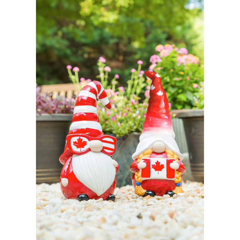 Ensemble de 2 figurines gnome canadien en céramique