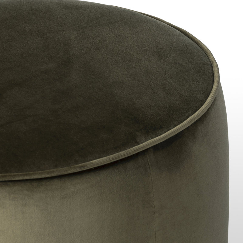 Sinclair Round Ottoman, Surrey Olive Cotton Blend
