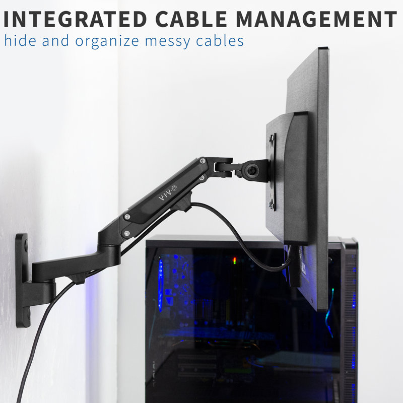 Black Aluminum Adjustable Wall Mount for 17-32 Inch Monitors