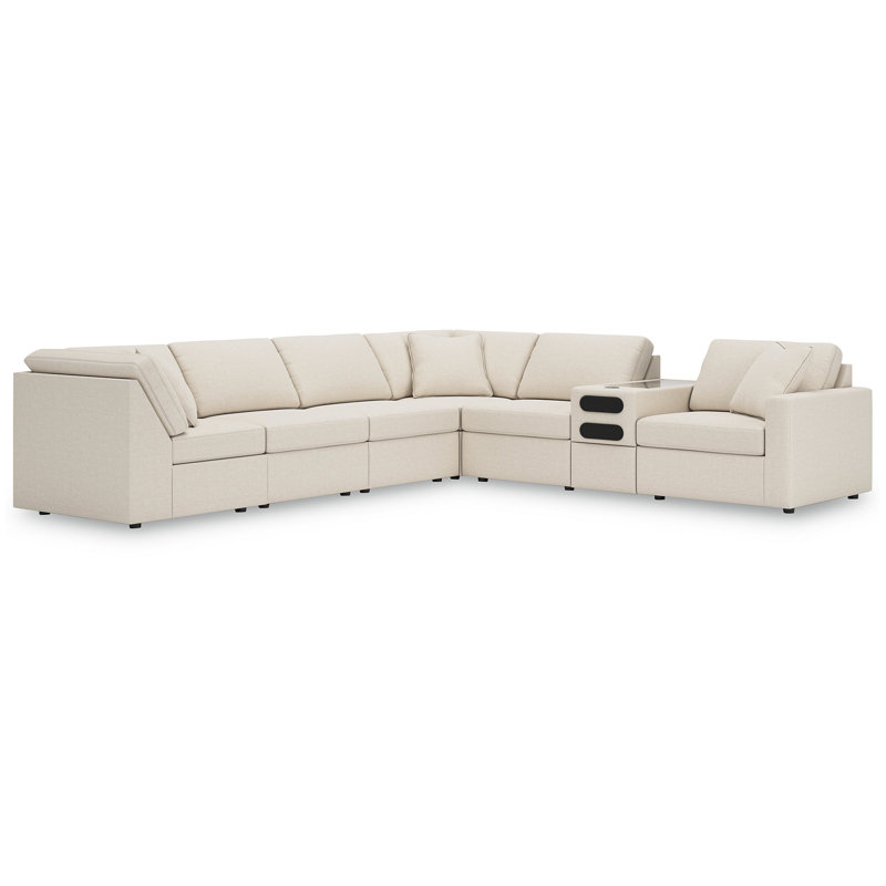Braintree 7-Piece Sectional With Audio Console, Beige Polyester