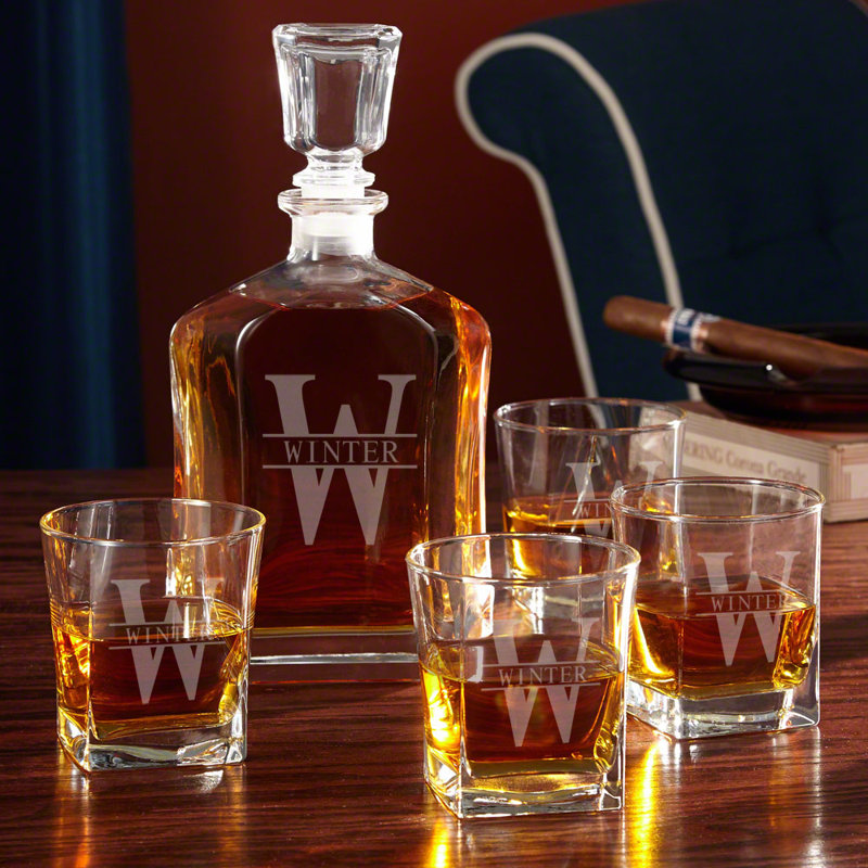 Ensemble de carafe à whisky 5 pièces Oakmont - ensemble de carafe à whisky personnalisé, Oui