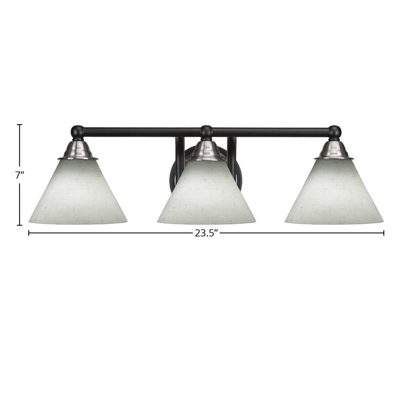 Michell 3-Light Bath Bar, White Muslin, Matte Black/Brushed Nickel