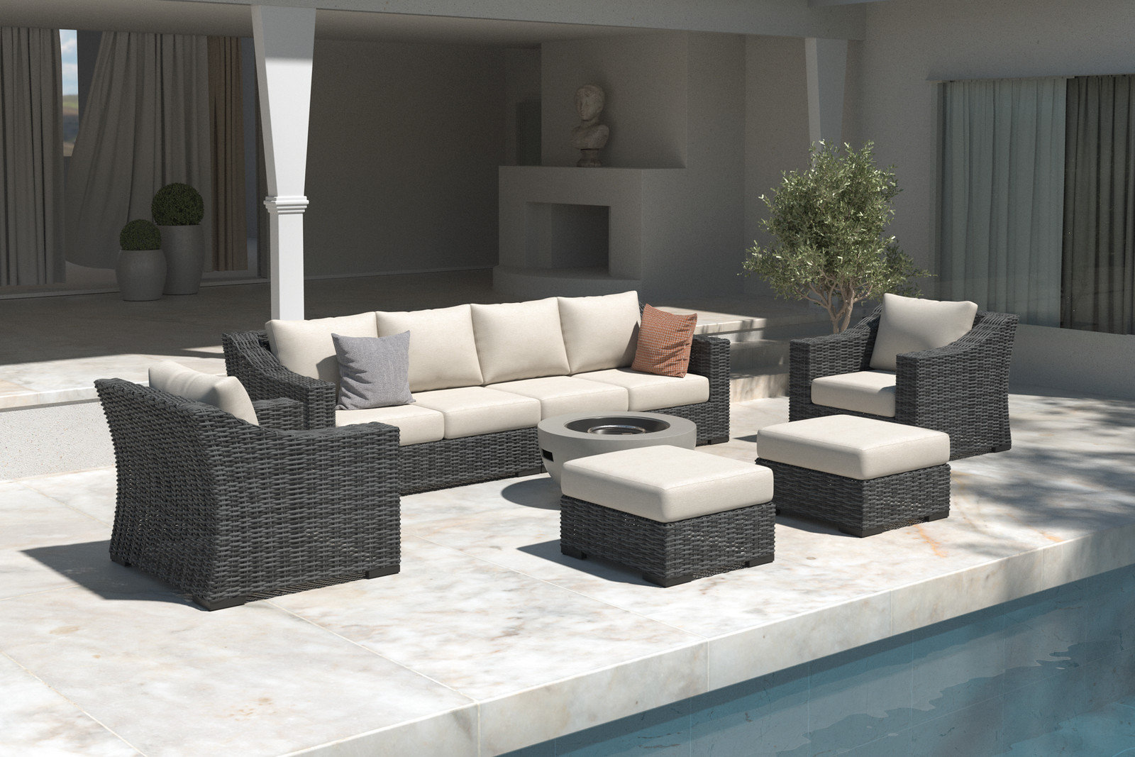 Eloisa 8-Person Patio Seating Group, Gray