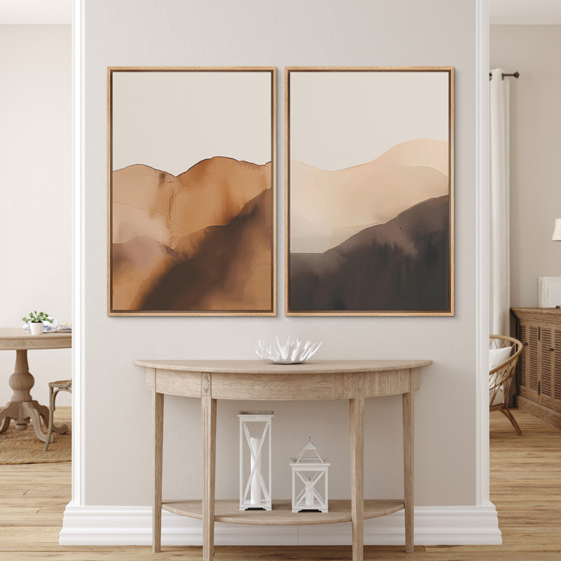 Abstrait art abstrait brun, paysage de montagne, art mural neutre moderne minimaliste, salon, Naturel, H 36 po x l 24 po