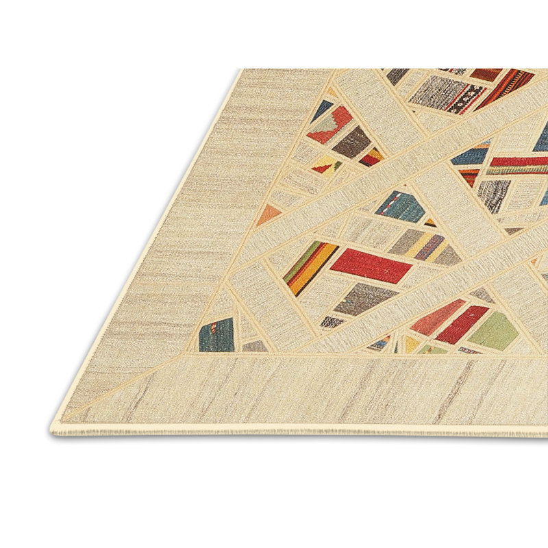 Tapis abstrait beige / rouge / brun, Rectangle 2 pi x 5 pi