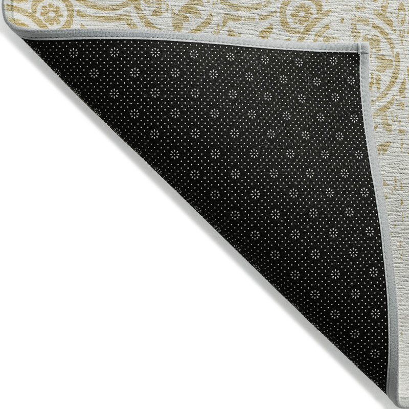Tapis intérieur / extérieur 3 pi x 5 pi doré et ivoire lavable