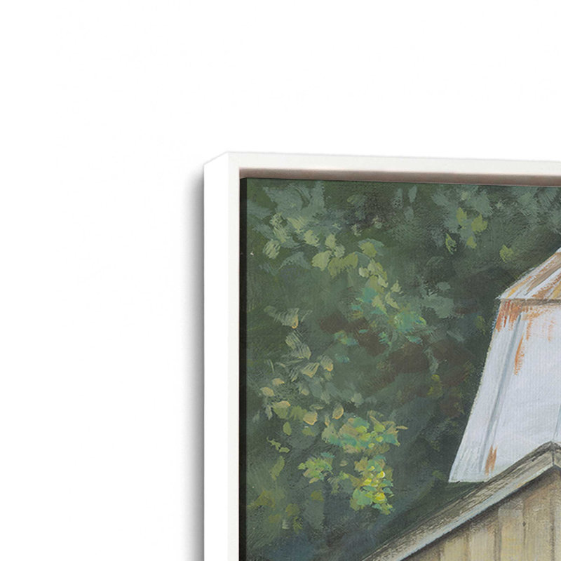«Spring at the Old Barn» par Pam Britton, reproduction d'art, L 40 x H 30, Blanc, Toile avec cadre