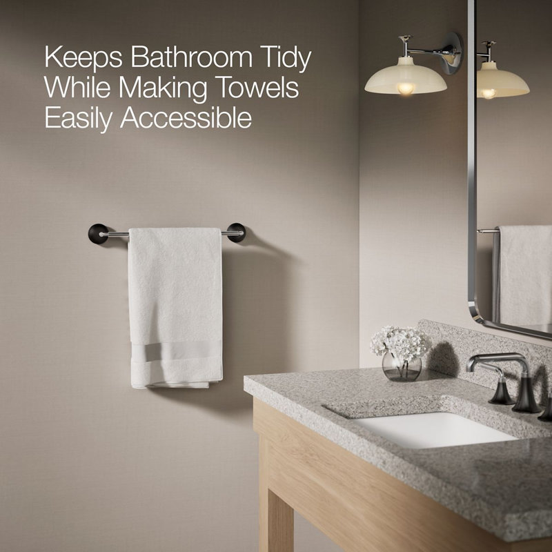 Tone Towel Bar, 18"W, Polished Chrome/Matte Black