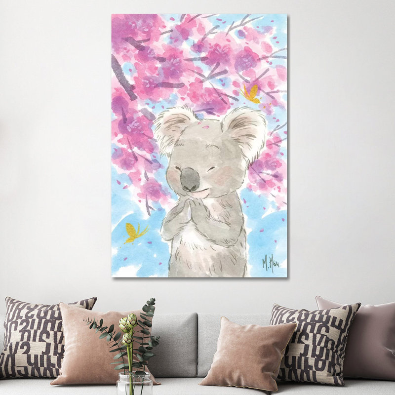 Cherry Blossom Koala by Martin Hsu - Painting on Canvas, Wrapped Canvas, 152.5 cm H x 101.5 cm W x 3.175 cm D
