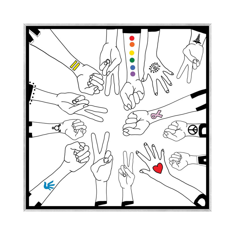 Ensemble par Notsniw Art - impression d'art graphique, H 37 po x l 37 po x P 1,5 po, Toile avec cadre argenté, Pas de tapis