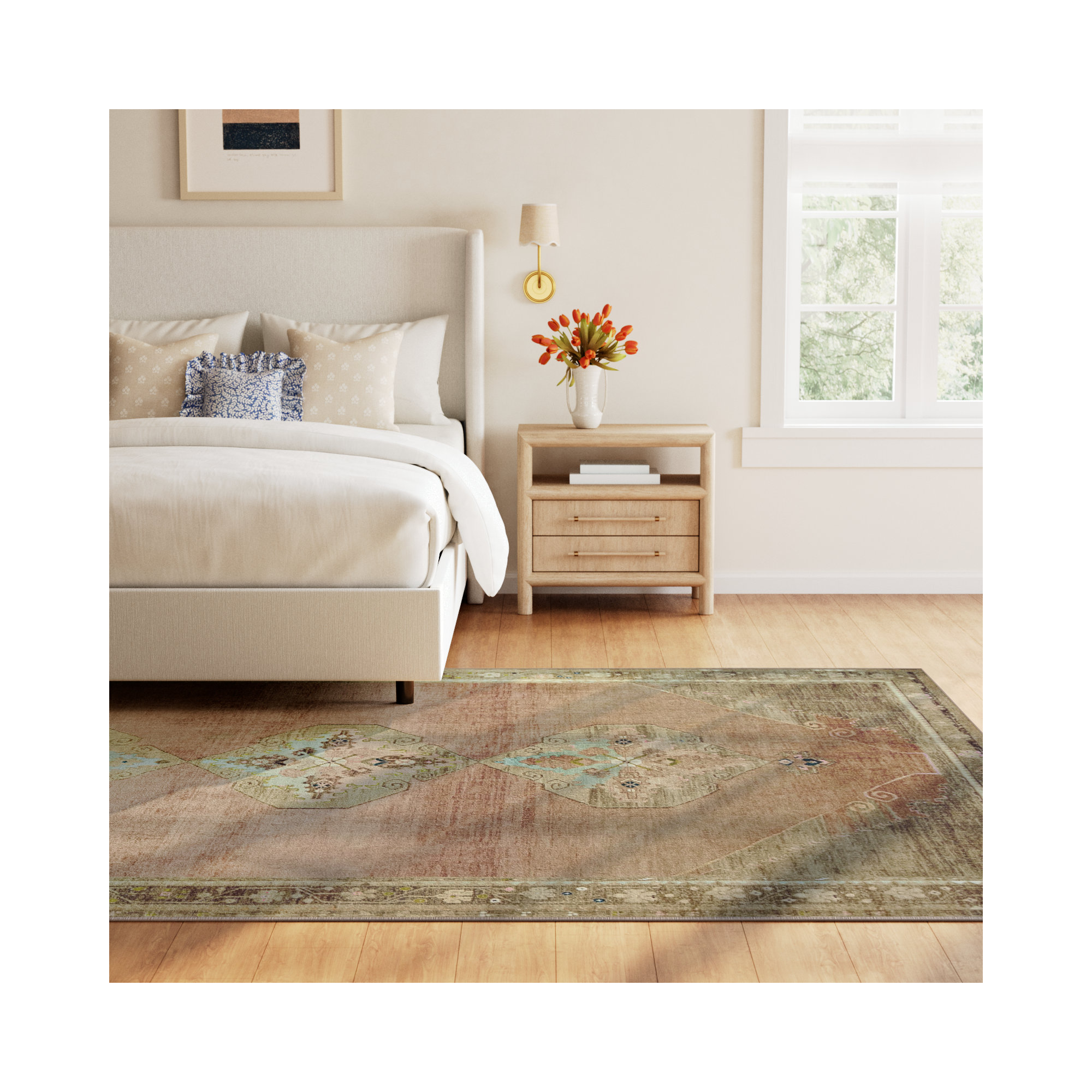 Magnolia Home By Joanna Gaines X Loloi Sinclair Machine Washable Clay / Tobacco Area Rug, Rectangle 5' x 7'