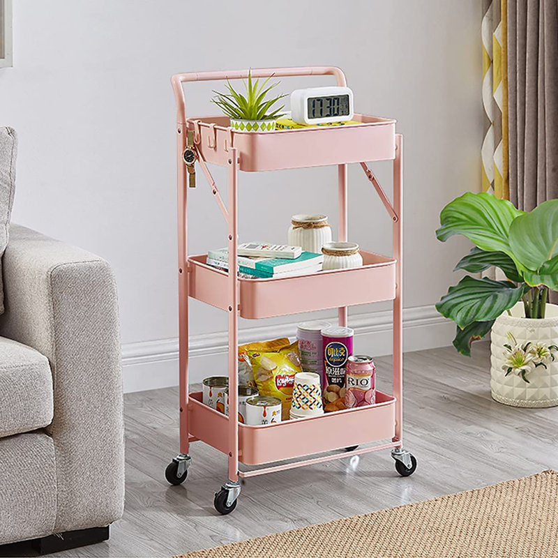 Longino 89.5cm H x 44cm W Utility Cart with Wheels, Pink