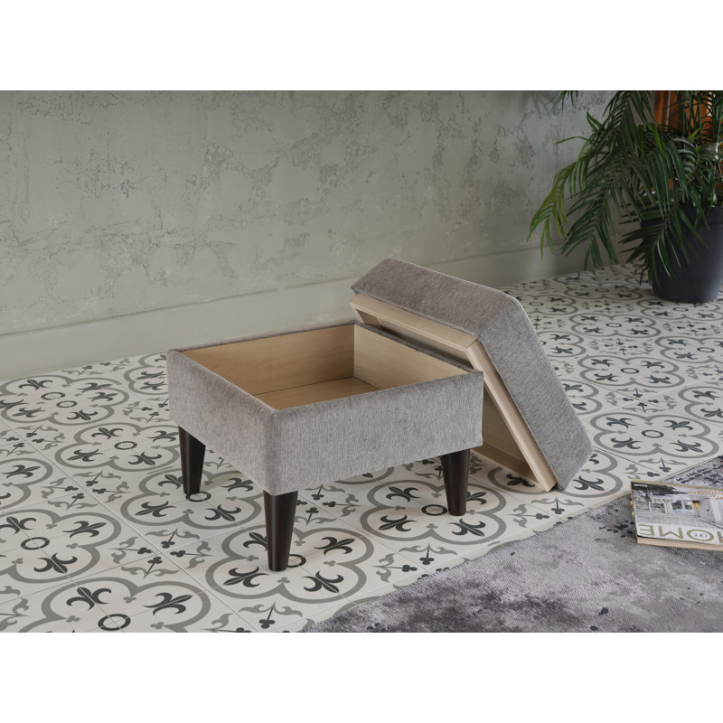 Theo 33.5'' Wide Polyester Armchair And Ottoman, Grey Polyester