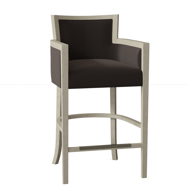 Albany Upholstered Stool with Solid Wood Frame, 9953 Mink 100% Polyester, Tobacco, Counter Stool (26" Seat Height)