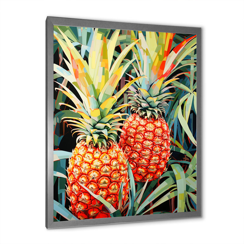 «Sunny Pineapple Serenade I», reproduction sur toile, Cadre photo argenté, H 20 po x l 12 po x P 1 po