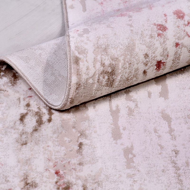 Tapis crème moderne antidérapant lavable à la machine, Rectangle 2 pi 8 po x 5 pi