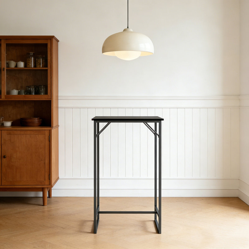 Rectangular Height Table,Table with Charging Station, Black