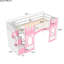 Lit mezzanine simple rose avec escalier de rangement et fenêtre captivante - Bois stable pratique-1840178441