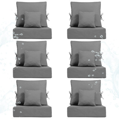 Outdoor Chair Cushions 24 x 24  x 6  Inch, Outdoor Replacement Cushion Set, Back & Seat Patio Cushions for Outdoor Furniture,  Weather Resistant Patio Chair Cushions with Removable Cover and Straps, Navy Blue