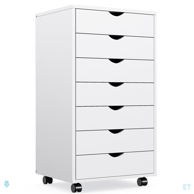Commode à 7 tiroirs Sweetcrispy - Armoires de rangement avec roulettes Commodes en bois