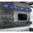 Waconia 126" Modern Floating Wall Mounted Entertainment Center with 16-Color LED Lighting, High Gloss Finish-1651883570