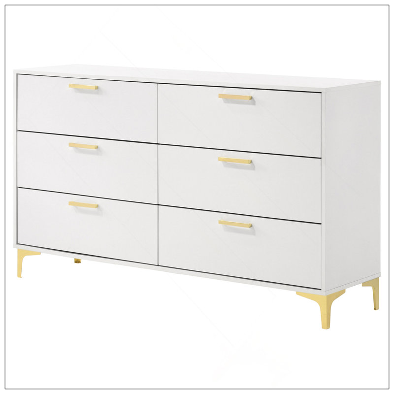Commode rectangulaire à 6 tiroirs Karena, Blanc