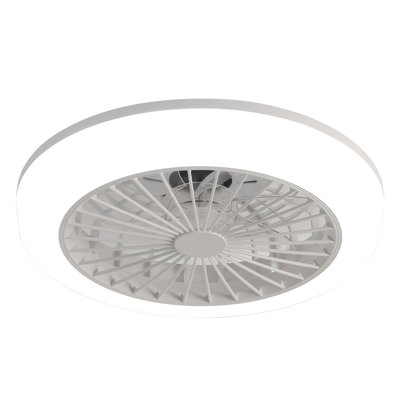 18 Inch Enclosed Ceiling Fan With Light And Remote, Flush Mount Bladeless Modern Low Profile Ceiling Fan For Bedroom Kitchen Dining Room