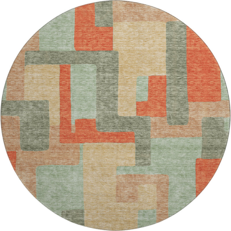Premium Machine Washable Prisco Sage Rug, Round 8'