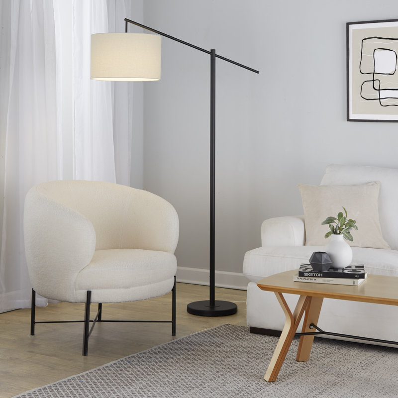 Lampe sur pied 69 po John-Stephan, Noir, Naturel