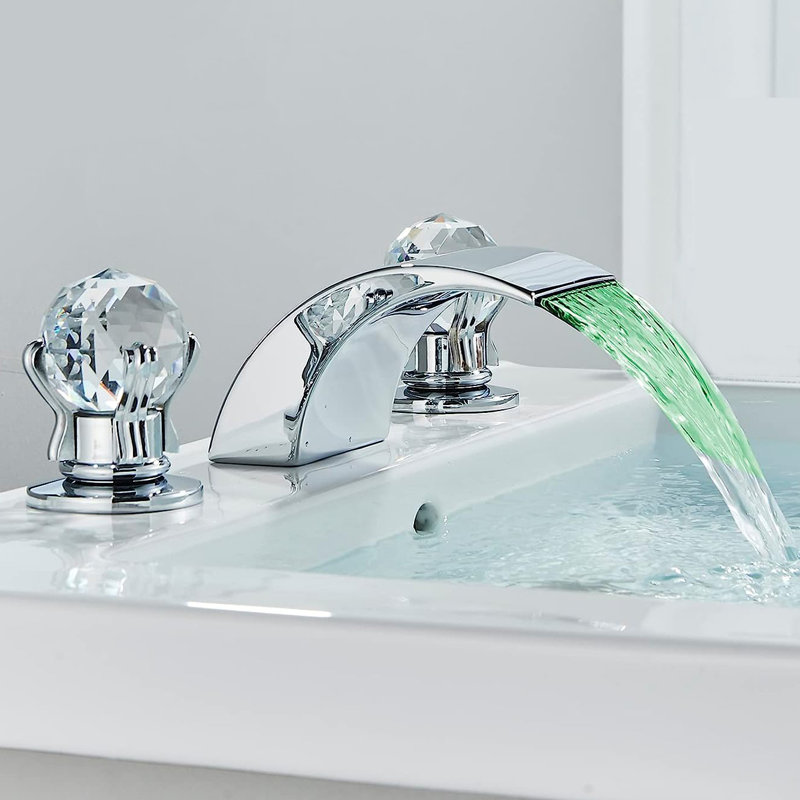 Robinet de lavabo de salle de bain chromé à 2 lumières à DEL