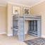 Lit mezzanine double gris avec grandes tablettes, bureau et lumière DEL-2040362450-2040362448
