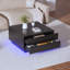Table basse avec rangement relevable, table basse carrée à DEL avec tiroirs coulissants doubles, table centrale à compartiments cachés pour le salon-1432456851