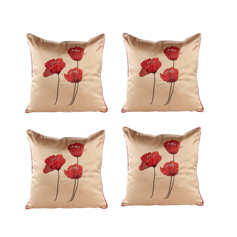 Dav Floral Cream Square Throw Cushion, Cream, 55 cm H x 55 cm W x 15 cm D